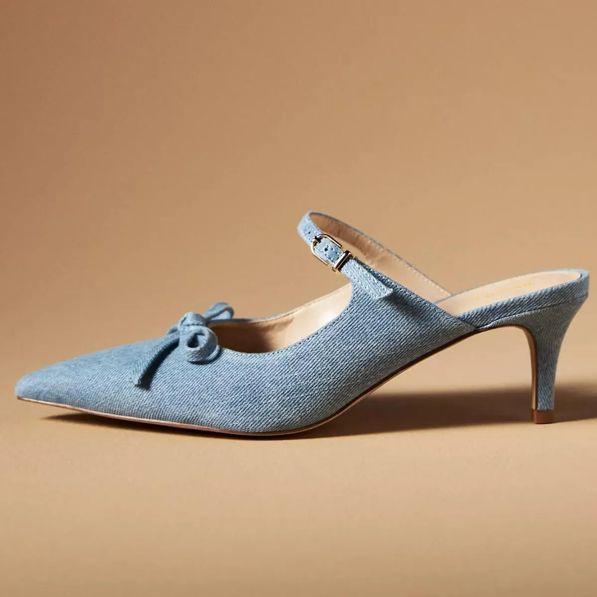 Women Bowknot Pointed Toe Slip On Mules Kitten Low Heel Ladies Stylish Summer Dress Shoes Size 4-16 US