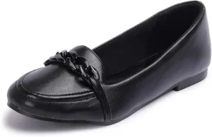 Women Classic Chain Closed Round Toe Comfy Loafer Flats Slip on Daily Office Casual Walking Shoes Size 4-16 US