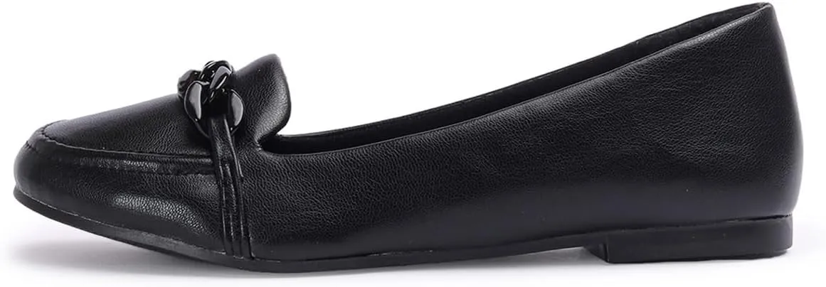Women Classic Chain Closed Round Toe Comfy Loafer Flats Slip on Daily Office Casual Walking Shoes Size 4-16 US