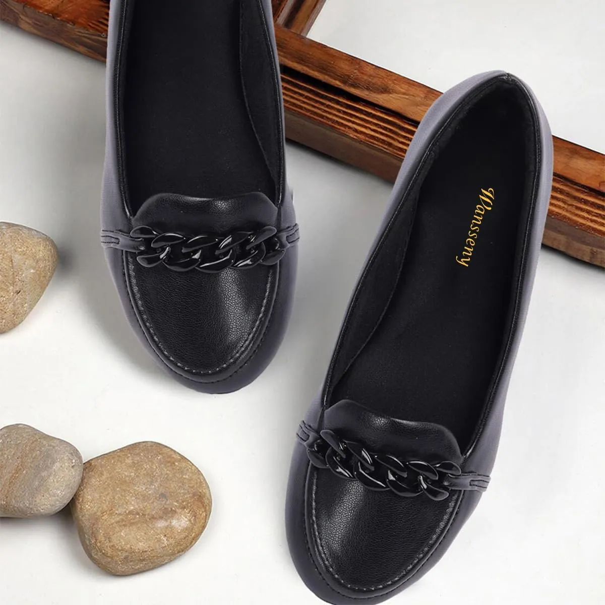 Women Classic Chain Closed Round Toe Comfy Loafer Flats Slip on Daily Office Casual Walking Shoes Size 4-16 US