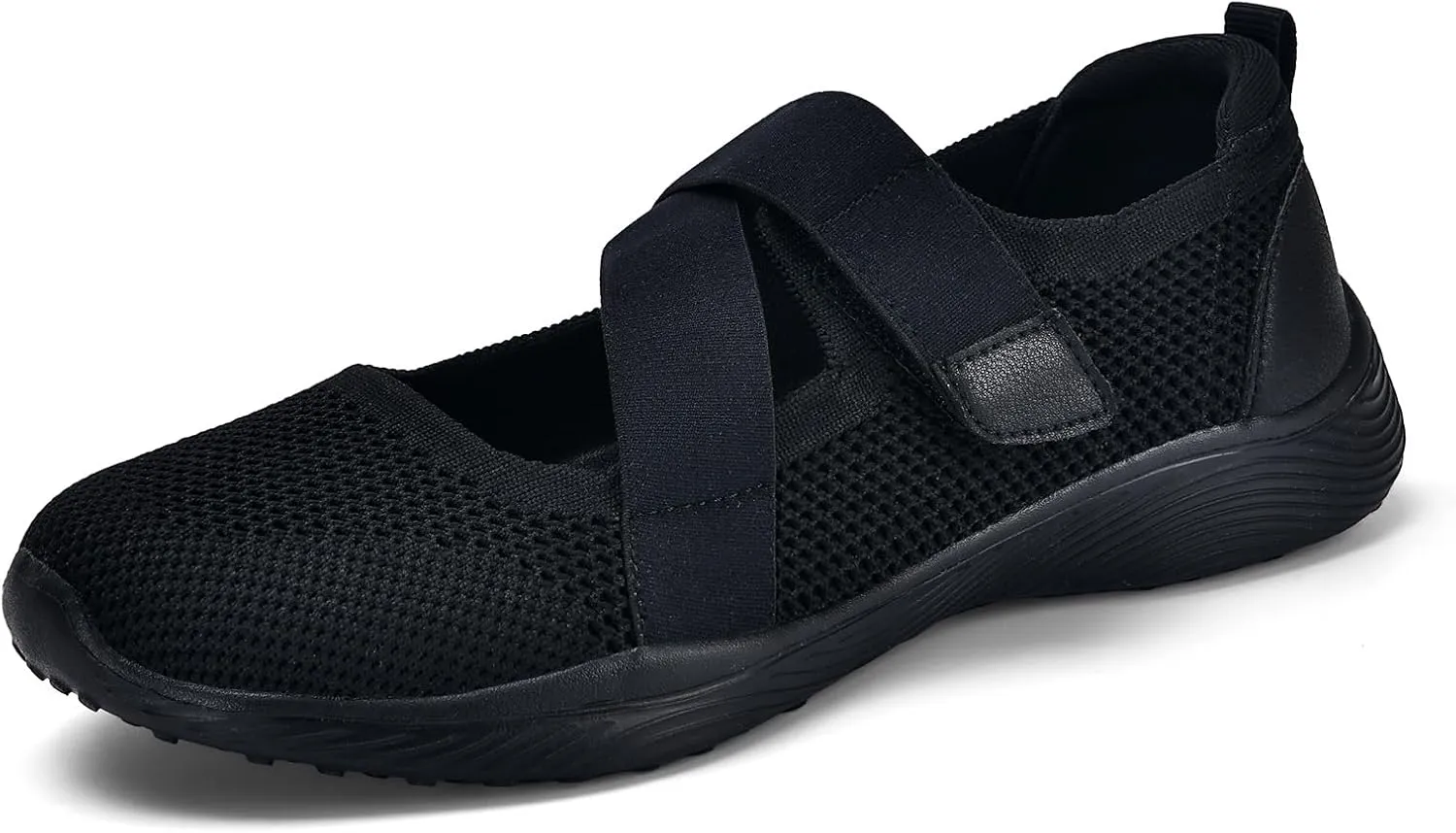 Women Mary Jane Shoes Comfortable Walking Flats with Adjustable Straps Knit Casual Arch Support Flat