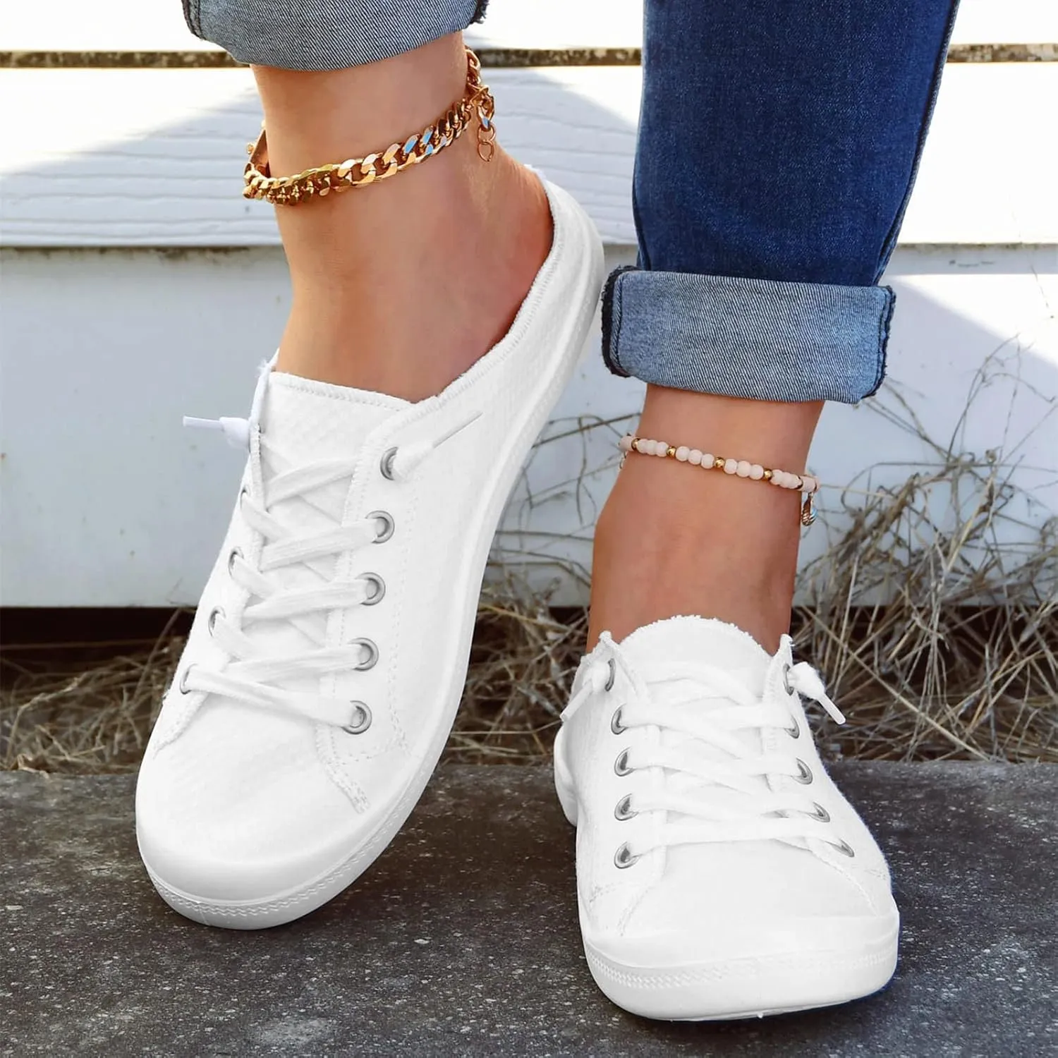 Women Shoes Casual Shoes Fashionable Sports Shoes Comfortable Soft One Foot Casual Shoes Cute Casual Shoes (White, 8)