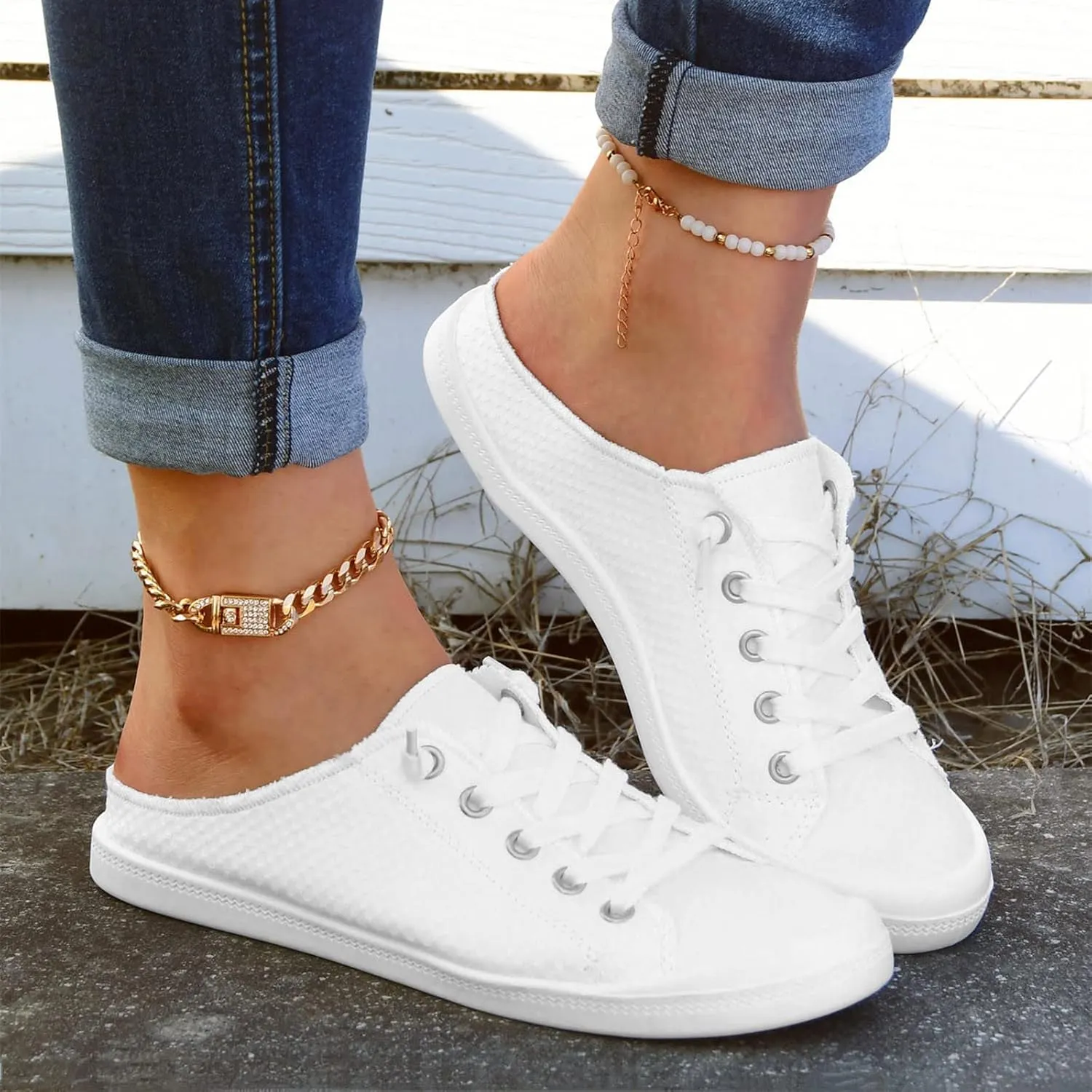 Women Shoes Casual Shoes Fashionable Sports Shoes Comfortable Soft One Foot Casual Shoes Cute Casual Shoes (White, 8)
