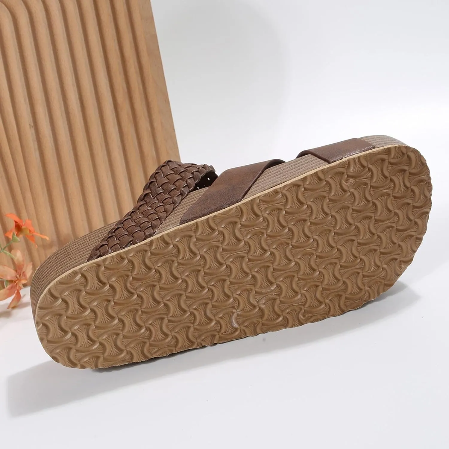 Women Thick Sole Slides Summer Dressy Slip on Flats Sandals Open Toe Walking Beach Slide Sandal Comfort Slippers