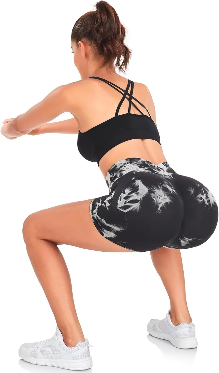 Women's 3 Piece Butt Lifting Shorts High Waist Tummy Control Yoga Shorts Seamless Ruched Booty Workout Shorts