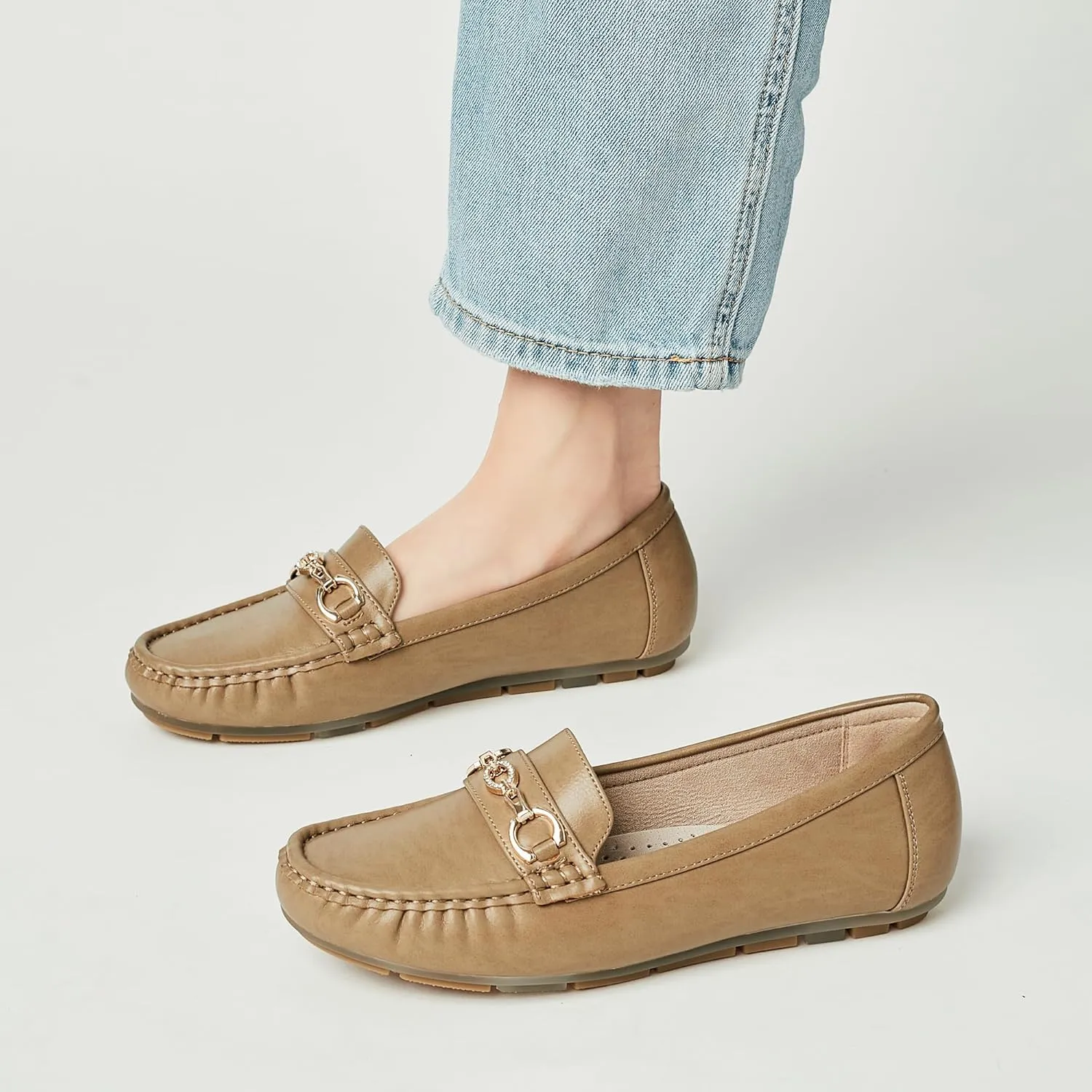 Women's Business Loafers Work Casual Flats Shoes Lightweight Penny PU Leather Slip On Walking Shoes