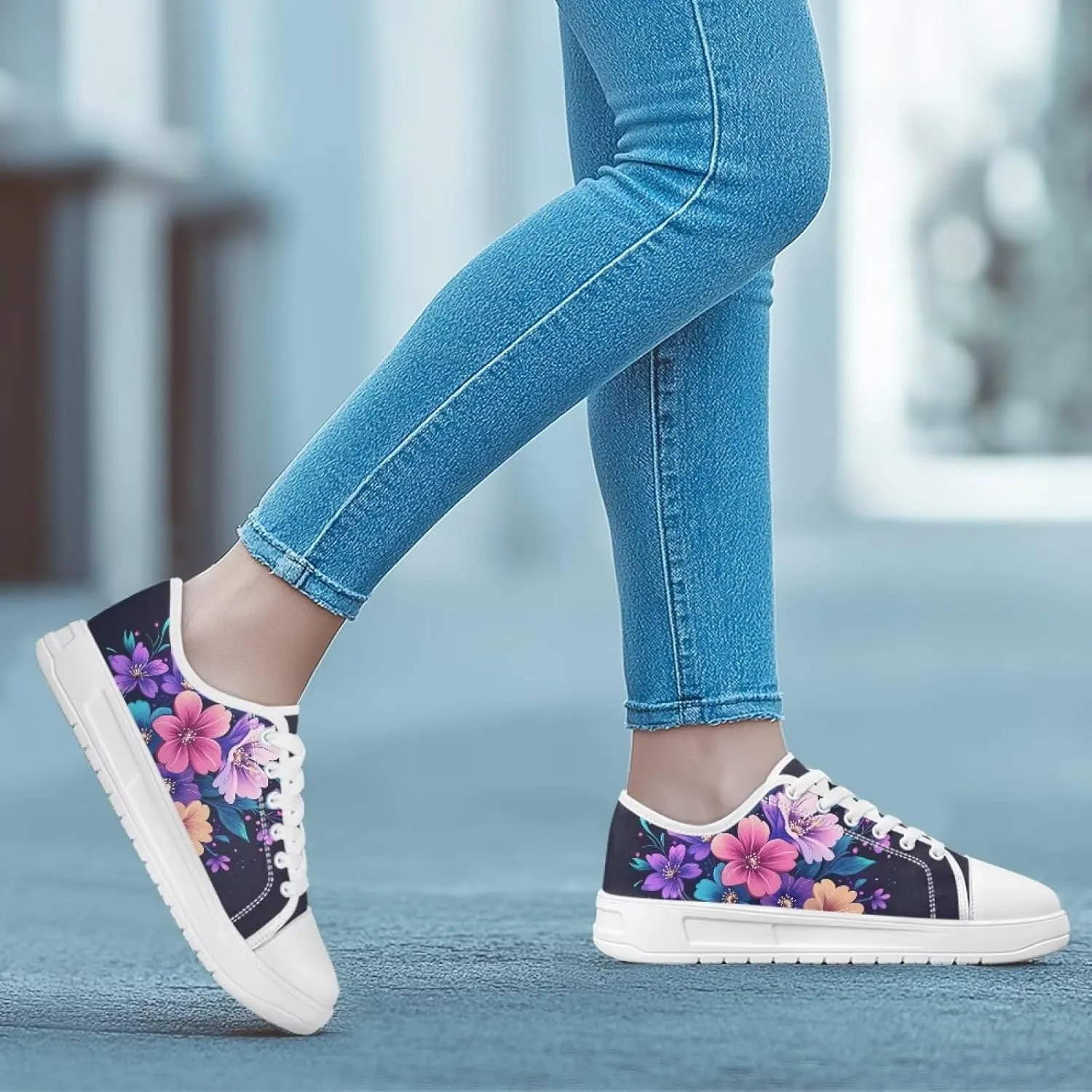 Womens Casual Sneakers Flower Shoes for Women Lightweight & Comfort Canvas Shoes