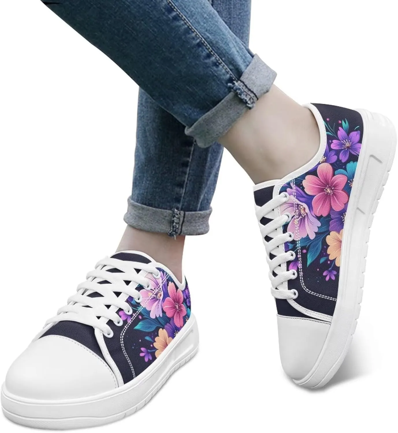 Womens Casual Sneakers Flower Shoes for Women Lightweight & Comfort Canvas Shoes