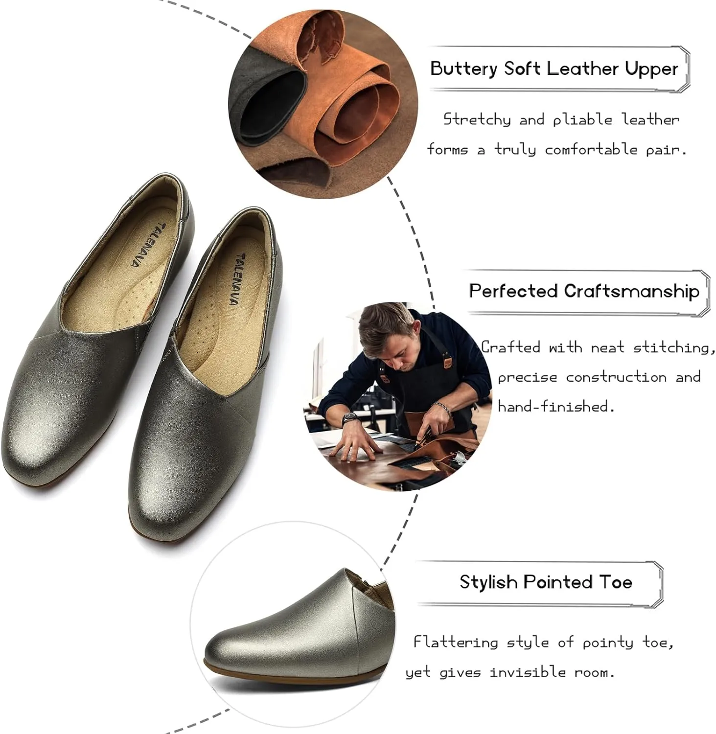 Women's Classic Comfort Dress Shoes Casual Leather Loafers Flats Cute Versatile Slip-Ons Everyday Work Shoes