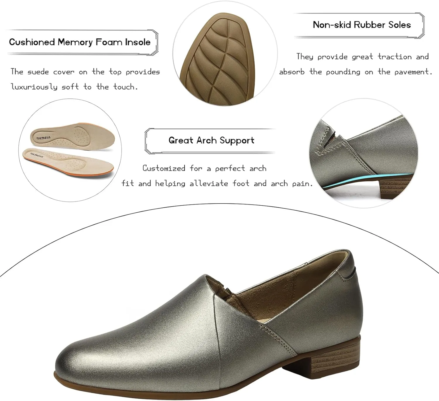 Women's Classic Comfort Dress Shoes Casual Leather Loafers Flats Cute Versatile Slip-Ons Everyday Work Shoes