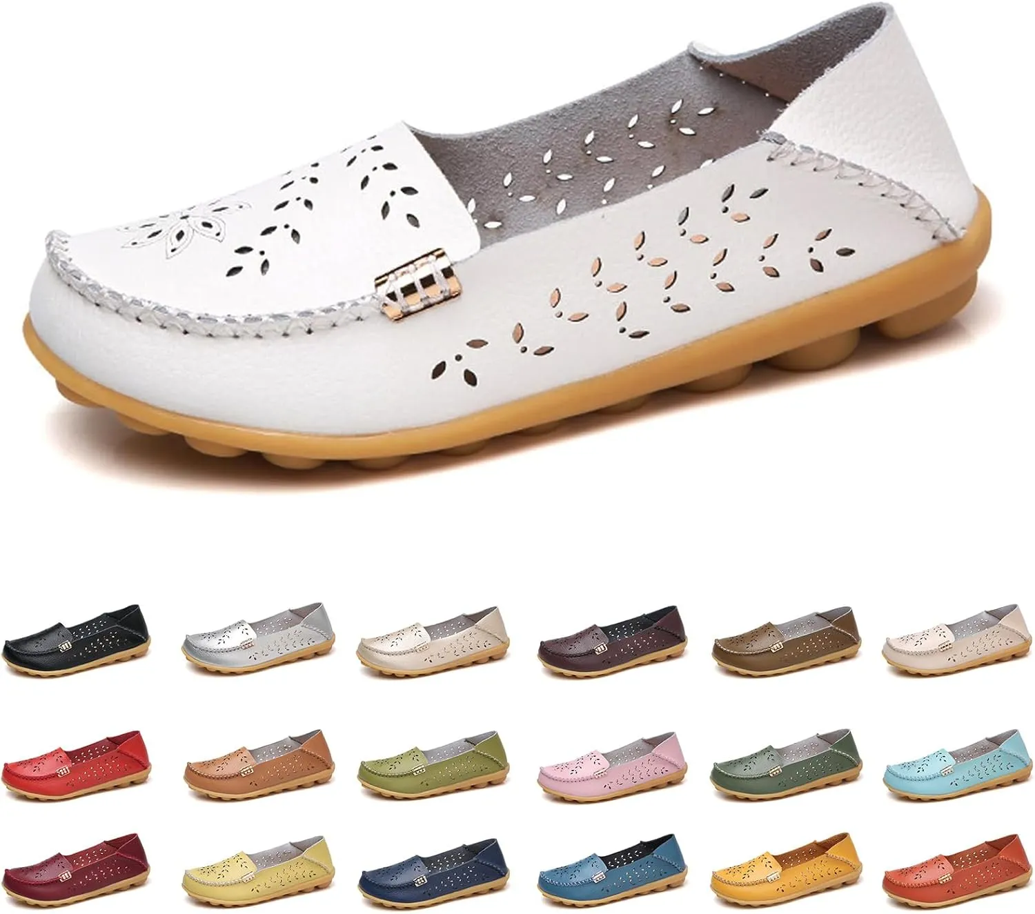 Womens Comfort Walking Cute Flat Loafer Ballet Flats Shoes Cute Penny Loafer Slip On Walking Driving Shoes with Diamond Eyelets