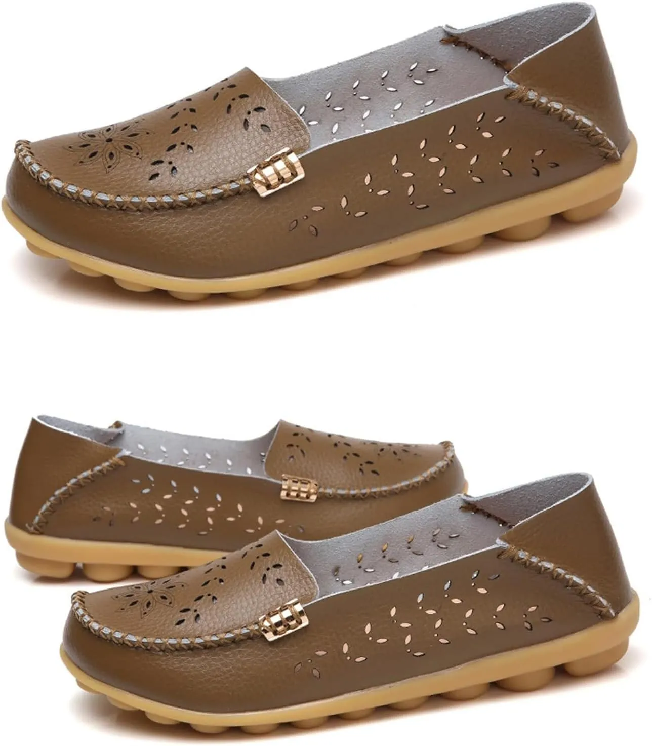 Womens Comfort Walking Cute Flat Loafer Ballet Flats Shoes Cute Penny Loafer Slip On Walking Driving Shoes with Diamond Eyelets