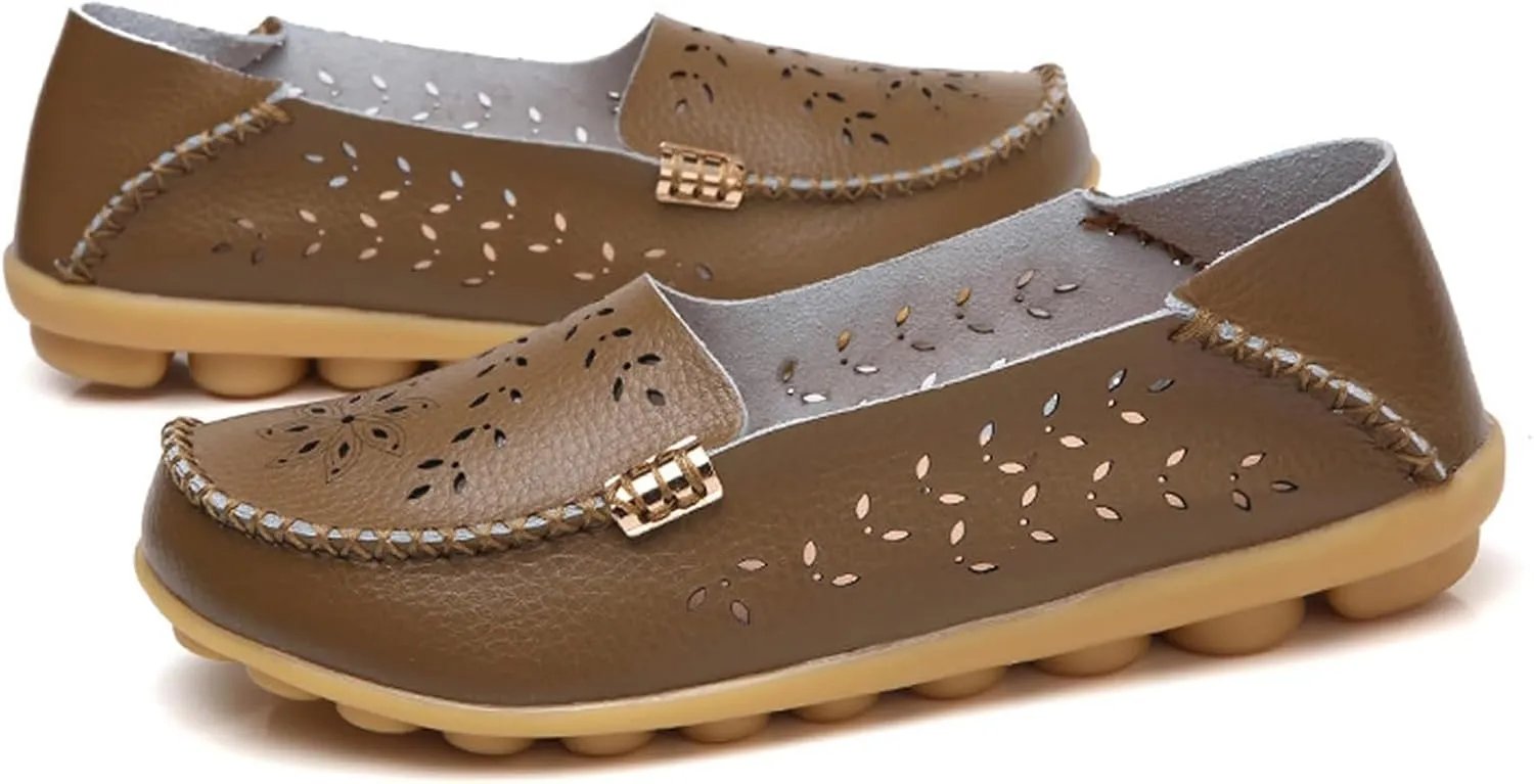 Womens Comfort Walking Cute Flat Loafer Ballet Flats Shoes Cute Penny Loafer Slip On Walking Driving Shoes with Diamond Eyelets
