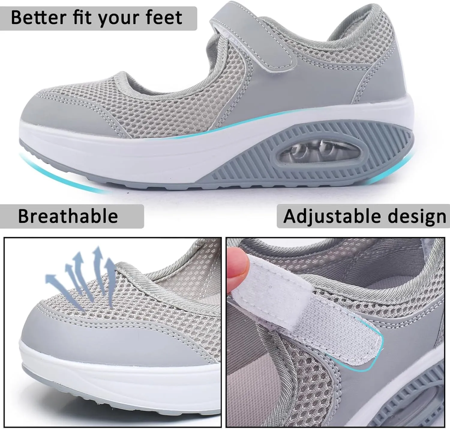 Women's Comfortable Working Nurse Shoes Non-Slip Adjustable Breathable Walking Buffer Fitness Casual Nursing Orthotic Lightweight Shoes Arthritis, Diabetes Heel Pain