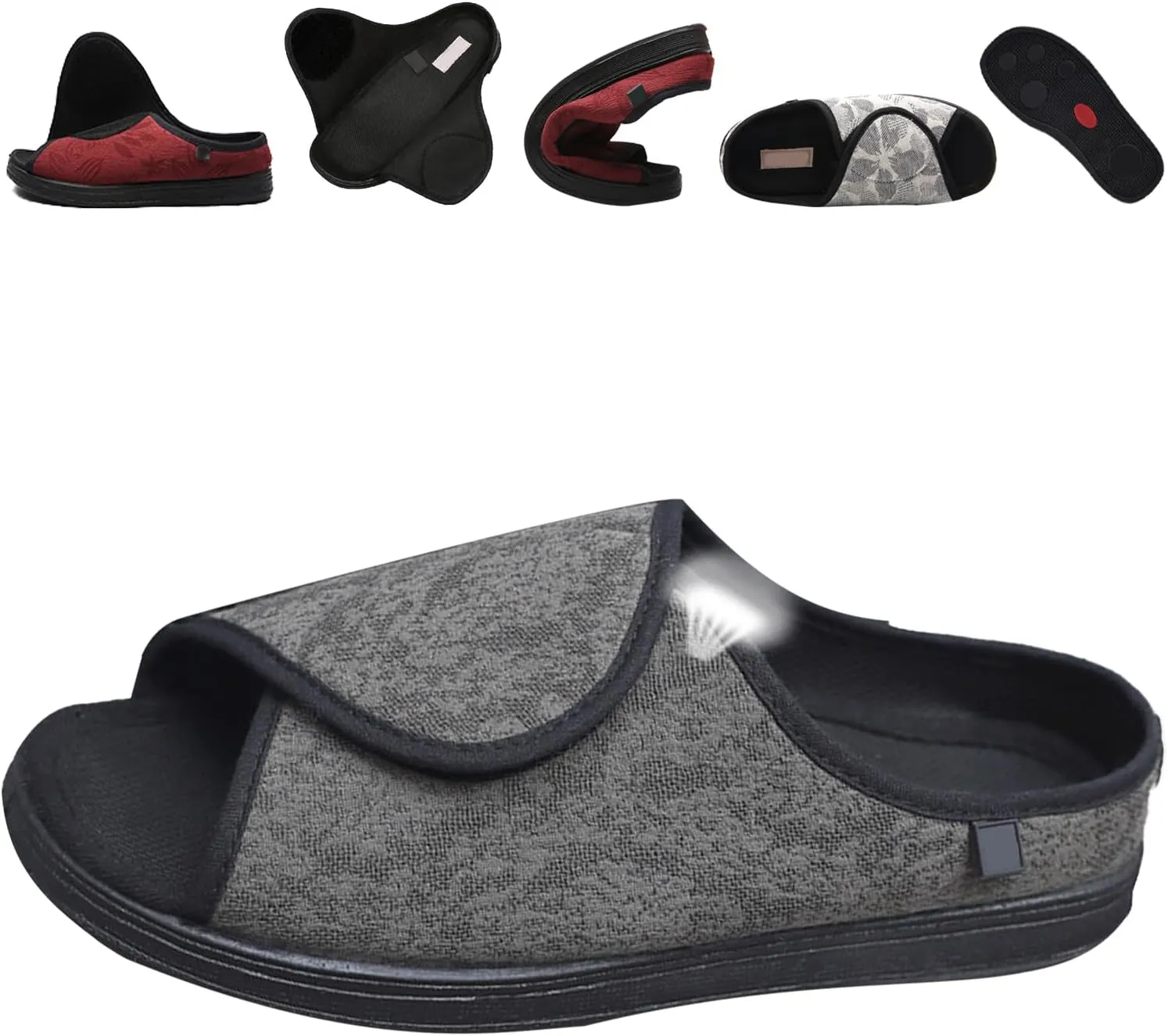 Women's Extra Wide Diabetic Edema Shoes with Adjustable Closures Easy On Off, Elderly Swollen Feet Arthritis Non Slip Orthopedic Slippers