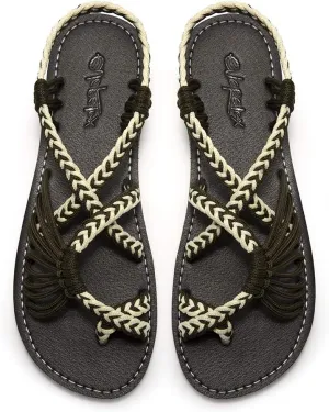 Women's Hand-woven Flat sandals, Lightweight Perfect for the Beach Walking Casual Womens Shoes