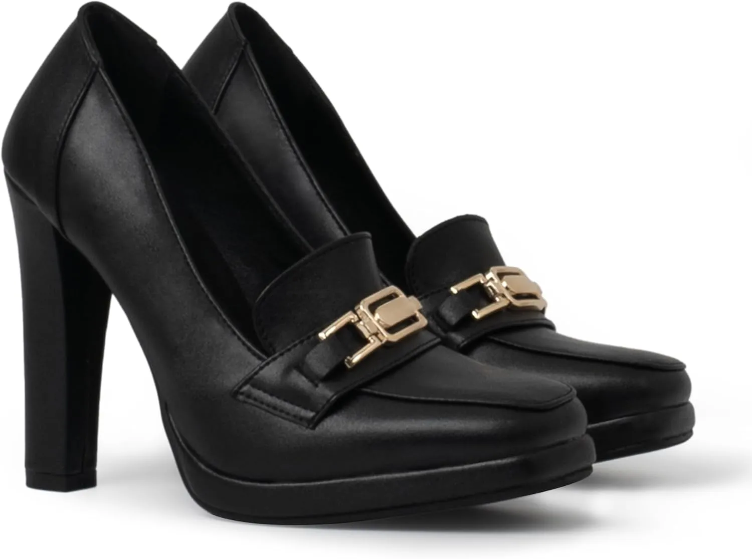 Women's High Heels Dress Shoes Plafrom Closed Toe Slip On Chunky Heels Pumps