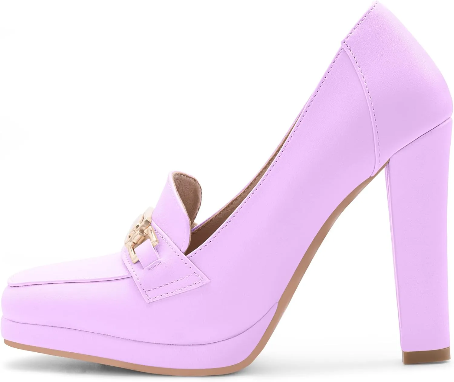 Women's High Heels Dress Shoes Plafrom Closed Toe Slip On Chunky Heels Pumps