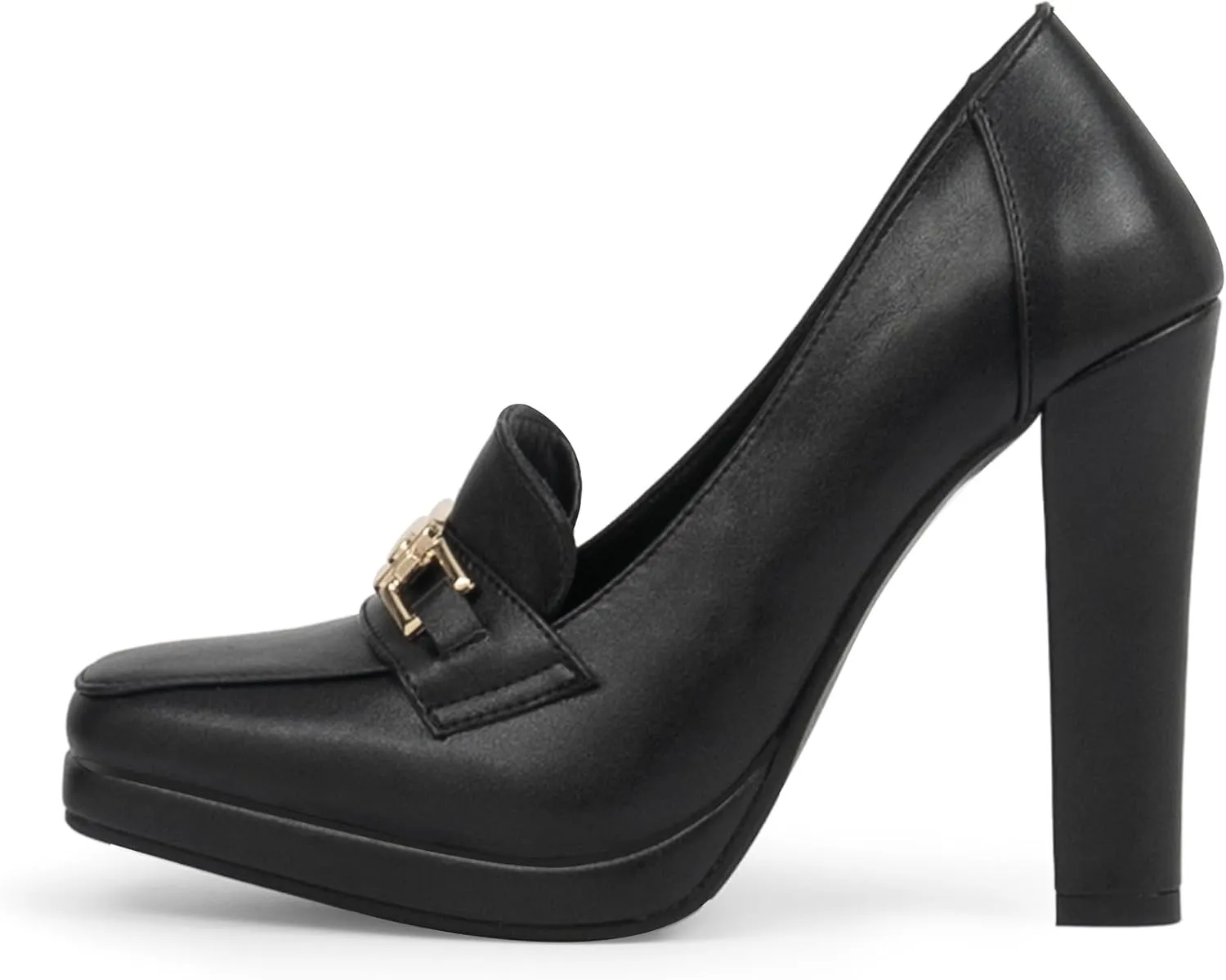 Women's High Heels Dress Shoes Plafrom Closed Toe Slip On Chunky Heels Pumps