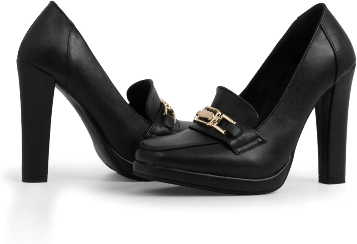 Women's High Heels Dress Shoes Plafrom Closed Toe Slip On Chunky Heels Pumps