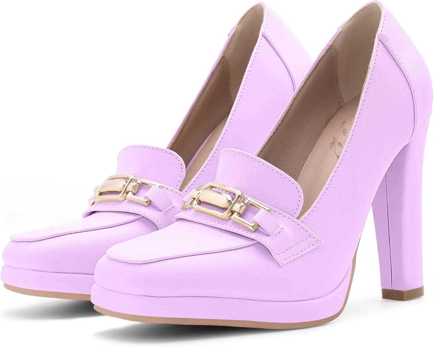 Women's High Heels Dress Shoes Plafrom Closed Toe Slip On Chunky Heels Pumps