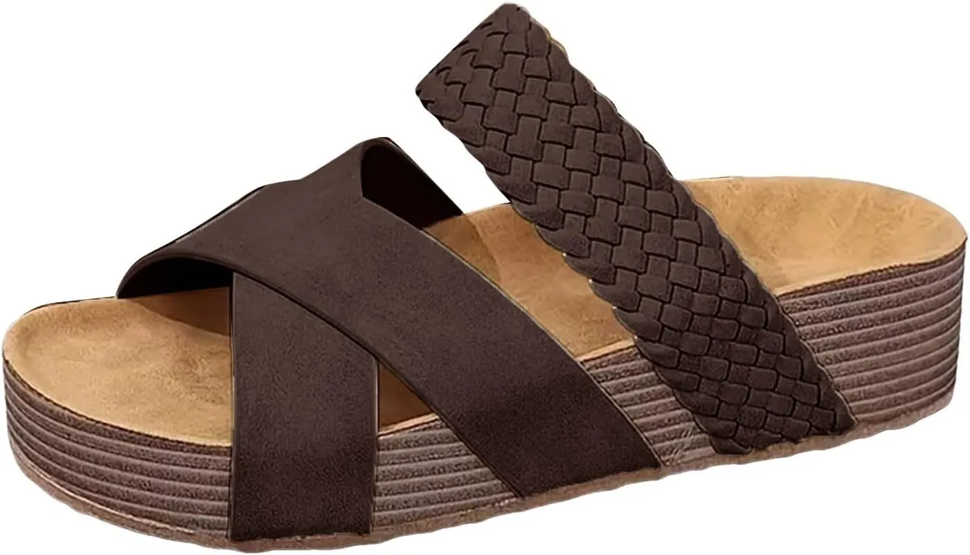 Women's Hollow Wedge Sandals Comfortable Lightweight Cross-strap Woven Texture Beach Slippers Casual Gaiden Slingback Sandal Casual Outings Beach Visits Outdoor Festivals Casual Workplace Shoes