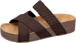 Women's Hollow Wedge Sandals Comfortable Lightweight Cross-strap Woven Texture Beach Slippers Casual Gaiden Slingback Sandal Casual Outings Beach Visits Outdoor Festivals Casual Workplace Shoes