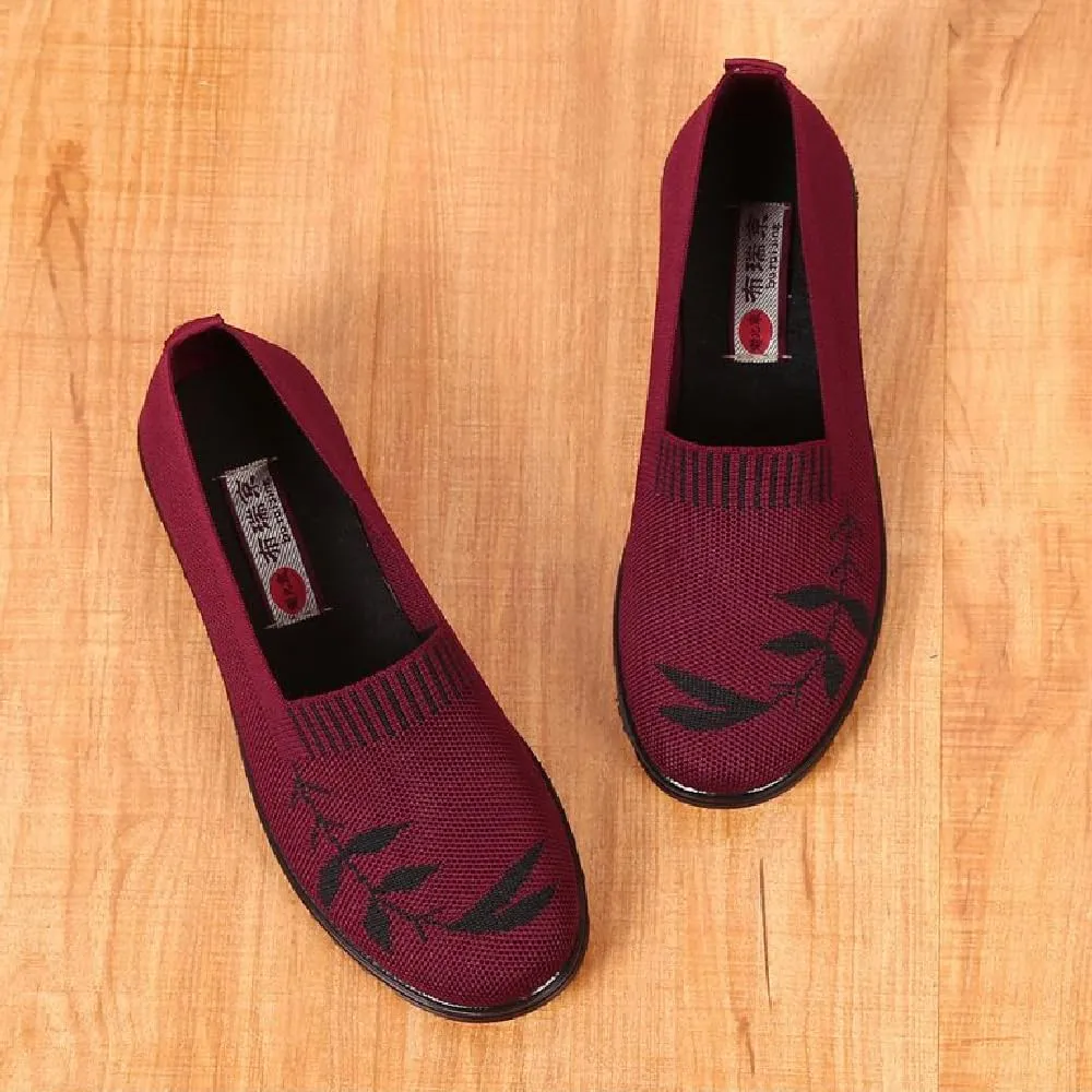 Women's Knitted Flat Shoes Breathable Mesh Loafers Anti Slip Driving Shoes Lightweight Comfortable Walking Shoes