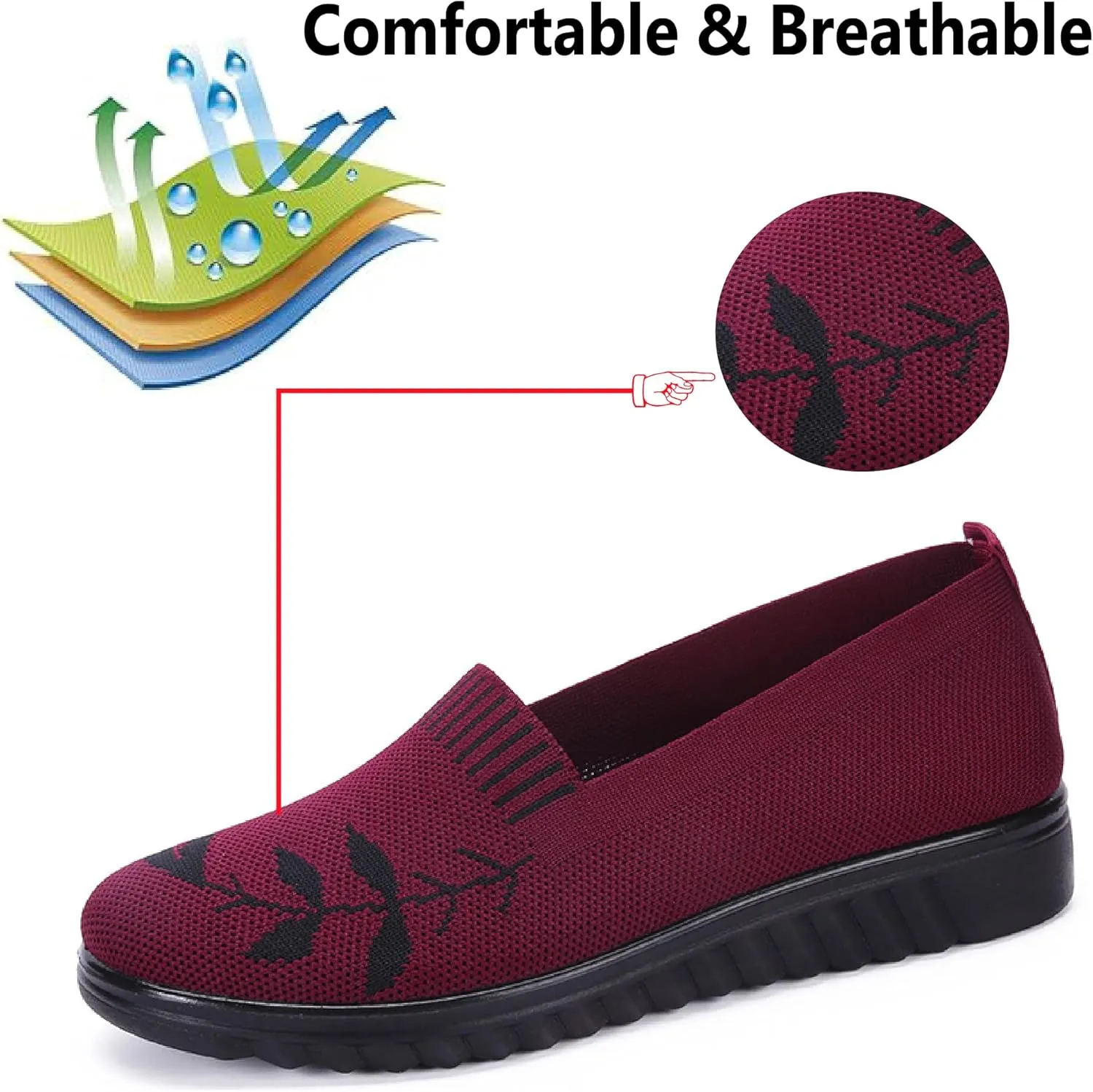 Women's Knitted Flat Shoes Breathable Mesh Loafers Anti Slip Driving Shoes Lightweight Comfortable Walking Shoes