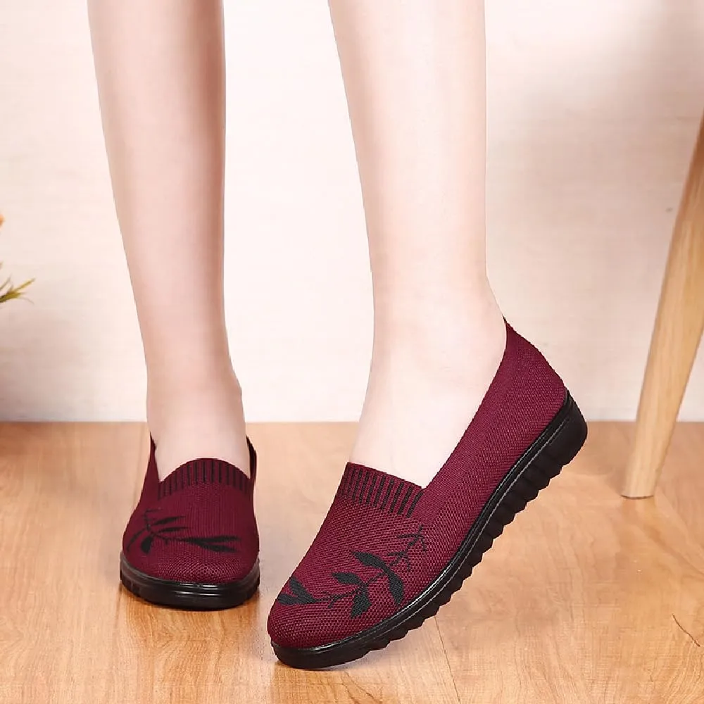Women's Knitted Flat Shoes Breathable Mesh Loafers Anti Slip Driving Shoes Lightweight Comfortable Walking Shoes