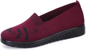 Women's Knitted Flat Shoes Breathable Mesh Loafers Anti Slip Driving Shoes Lightweight Comfortable Walking Shoes
