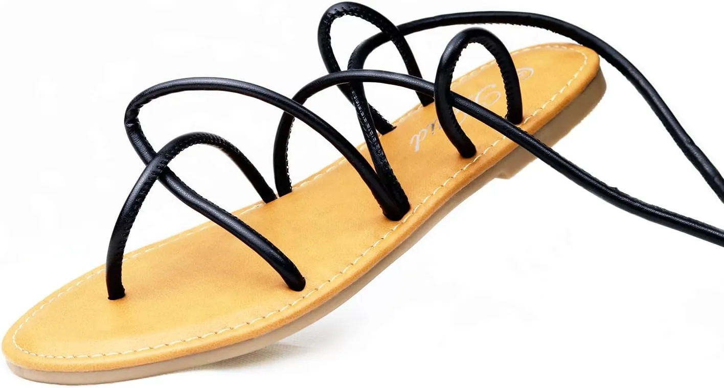 Women's Lace Up Gladiator flat Sandals Strappy Sandal for Women Dress Shoes