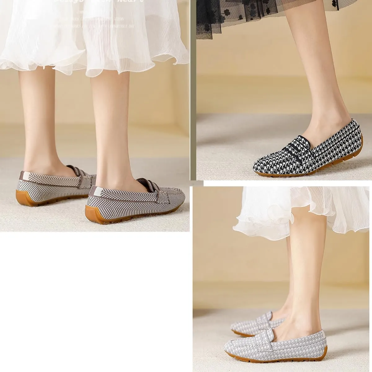Women’s Lightweight Knit Loafers,Women's Knit Loafers Slip on Business Casual Flat Shoes