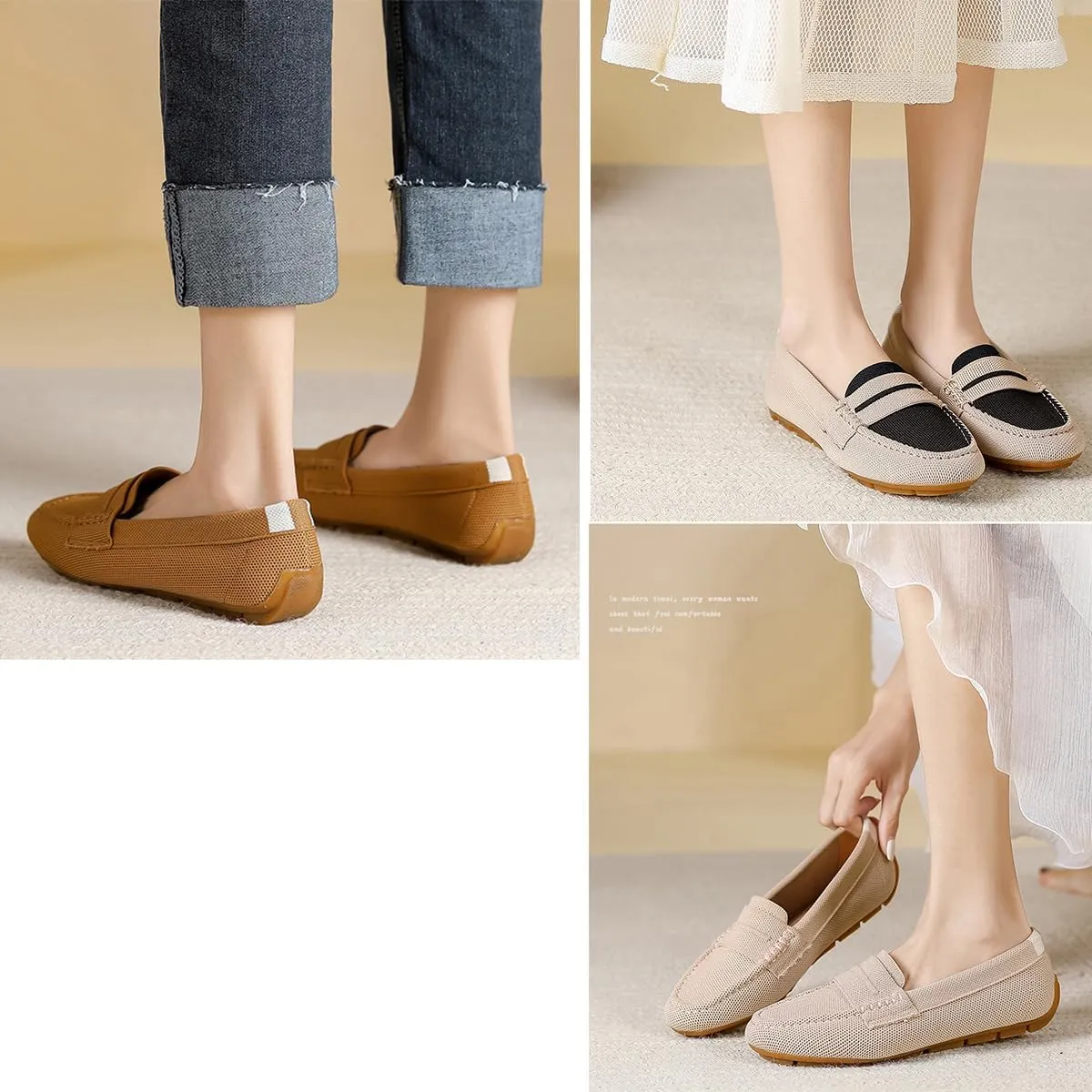Women’s Lightweight Knit Loafers,Women's Knit Loafers Slip on Business Casual Flat Shoes