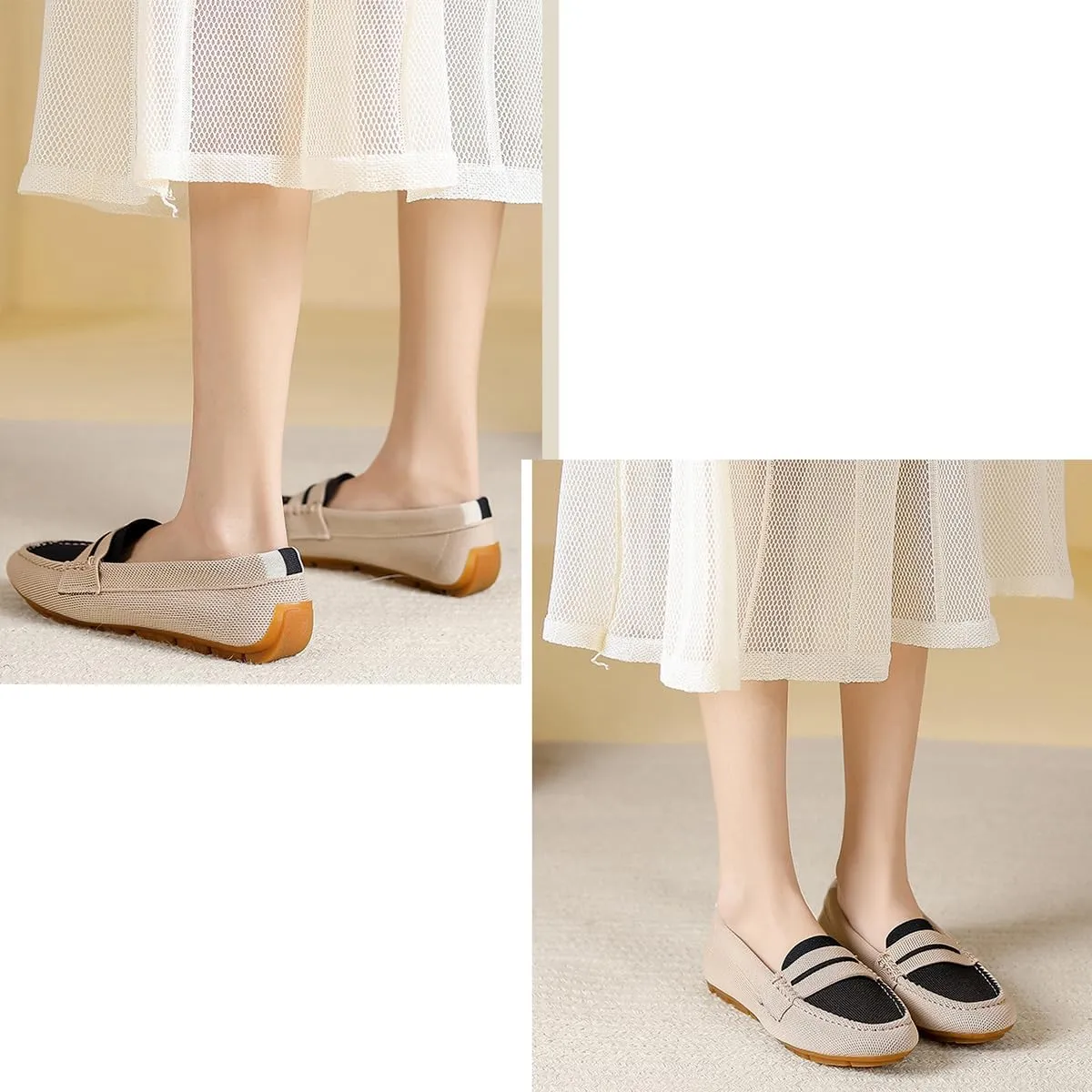 Women’s Lightweight Knit Loafers,Women's Knit Loafers Slip on Business Casual Flat Shoes