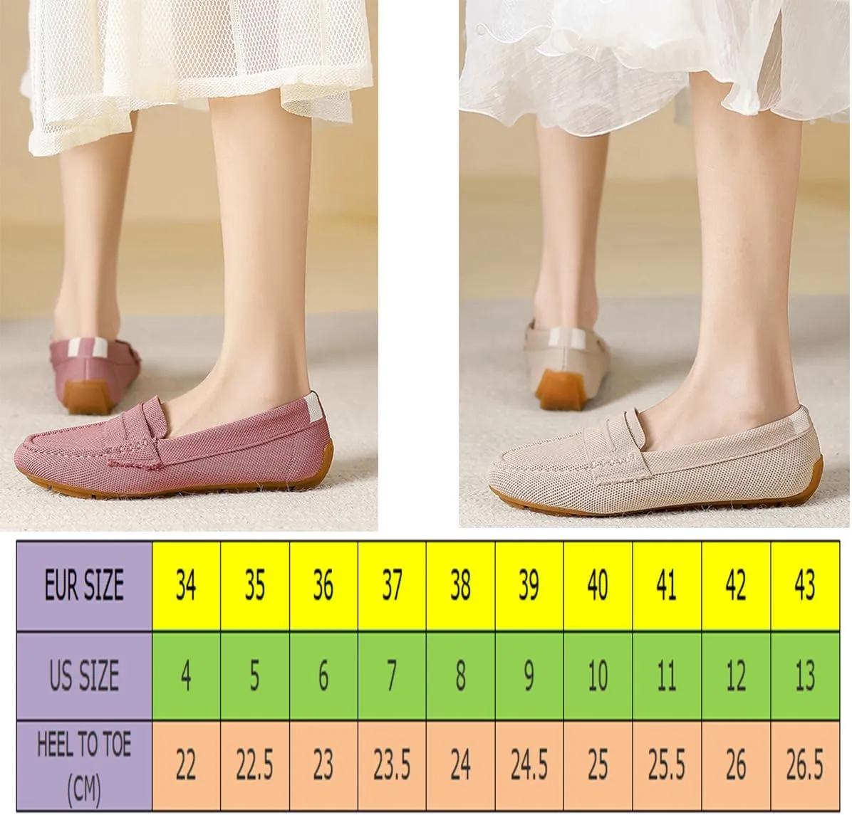 Women’s Lightweight Knit Loafers,Women's Knit Loafers Slip on Business Casual Flat Shoes