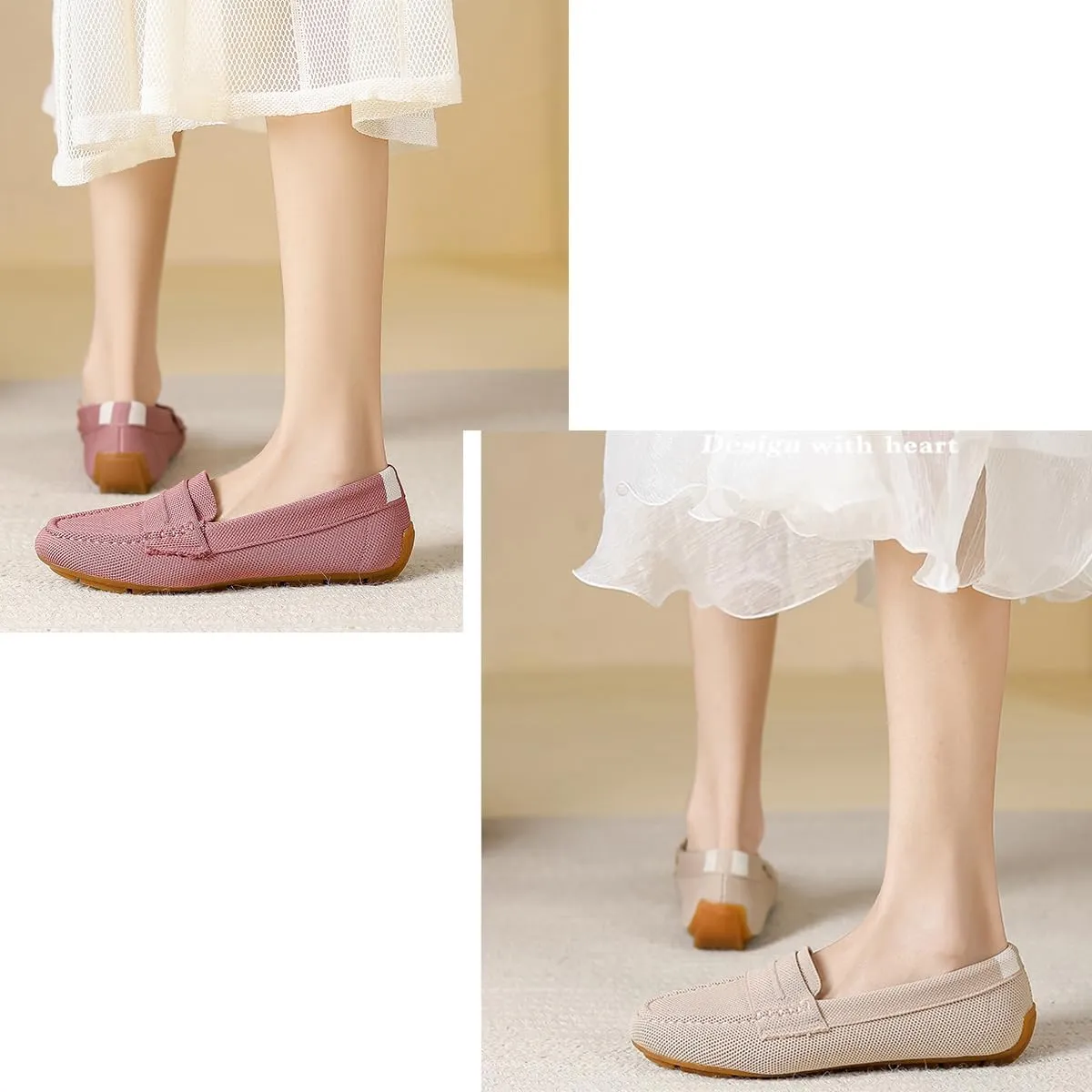 Women’s Lightweight Knit Loafers,Women's Knit Loafers Slip on Business Casual Flat Shoes
