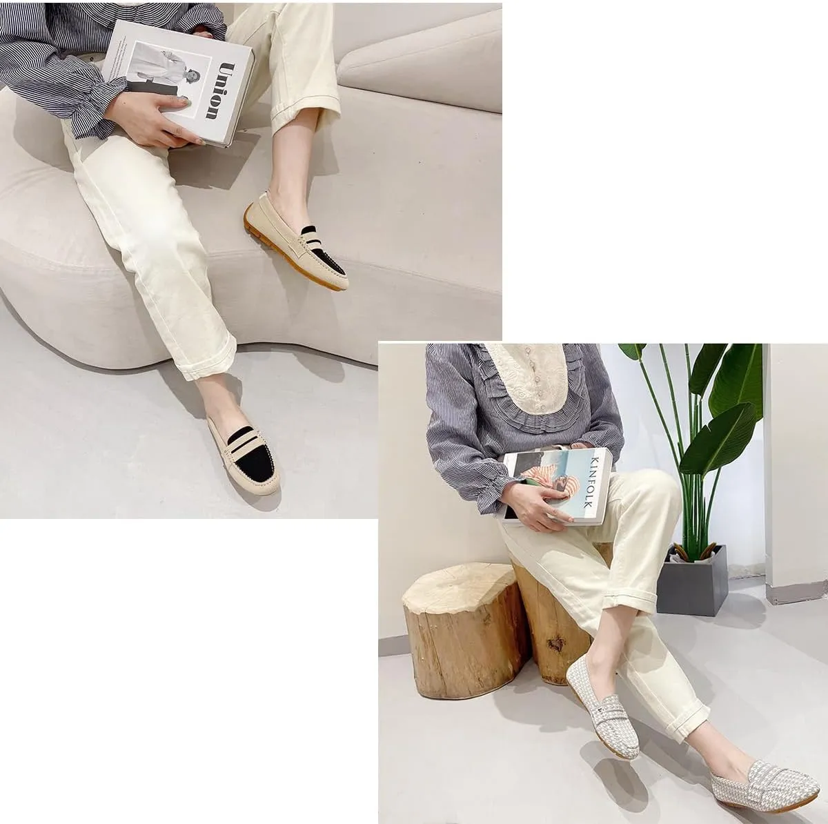 Women’s Lightweight Knit Loafers,Women's Knit Loafers Slip on Business Casual Flat Shoes