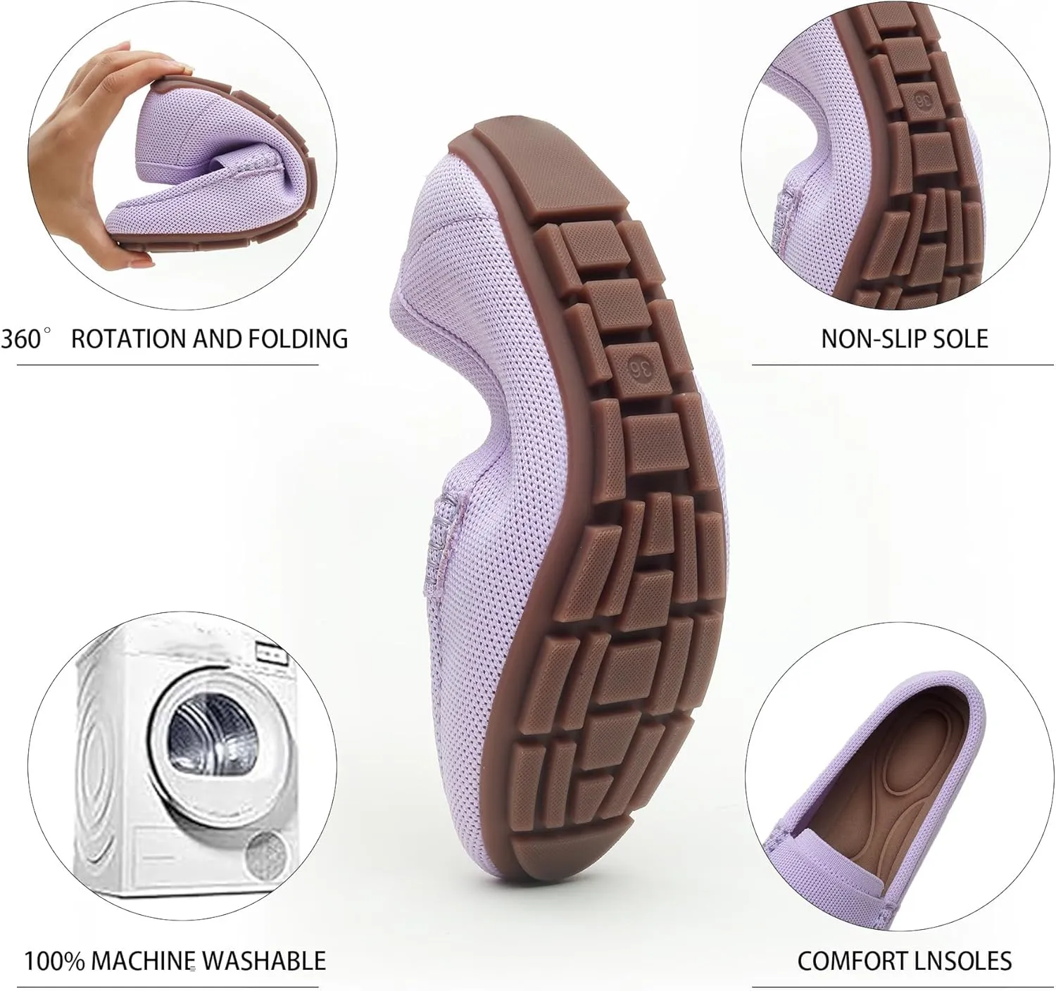 Women's Lightweight Knitted Loafers Casual Flat Shoes Comfortable Boat Shoes Flat Bottomed Breathable Shoes