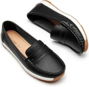 Women's Loafers Moccasin Casual Slip On Flat Shoes Comfortable Leather Driving Loafers Lightweight Nurse Work Shoes
