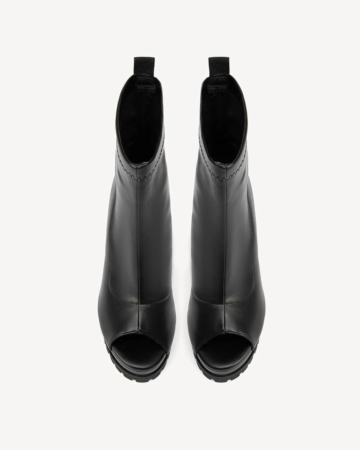Women's Open Toe Ankle Boots, Chunky Block Heel, Nylon Mesh Upper, Slip-On Sock Booties