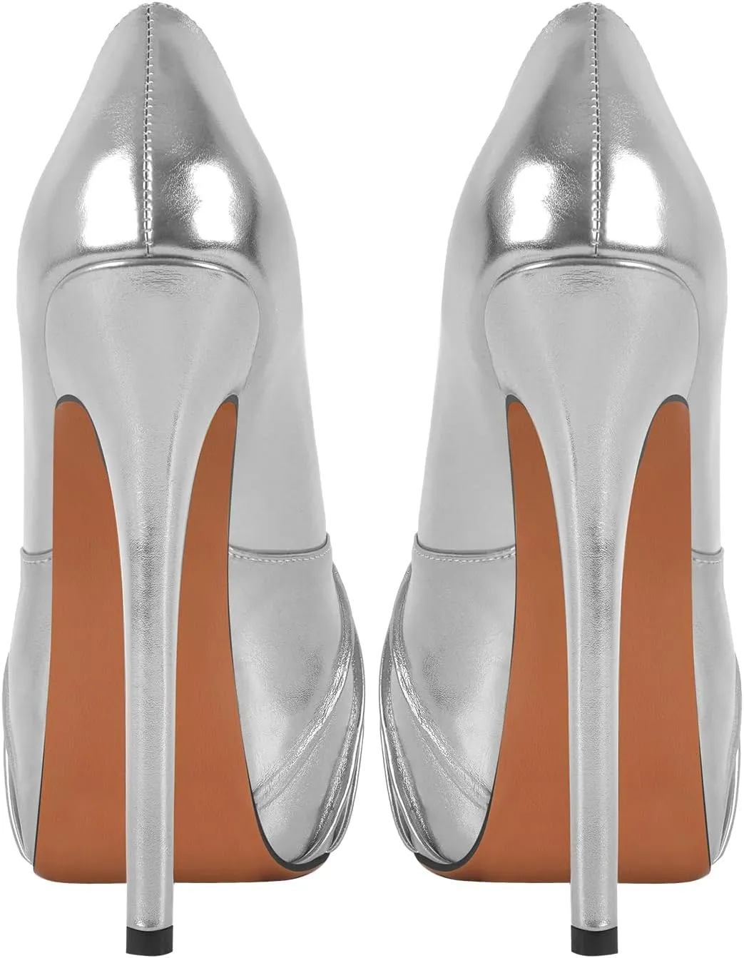 Women's Platform Pumps Shoes Slip On Stilettos PU High Heels