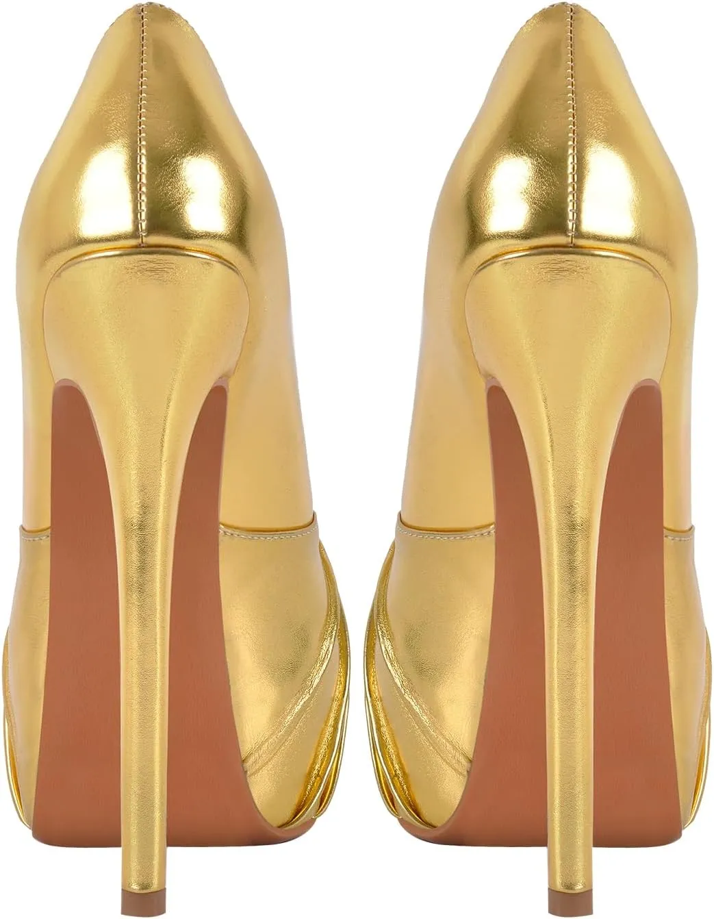 Women's Platform Pumps Shoes Slip On Stilettos PU High Heels