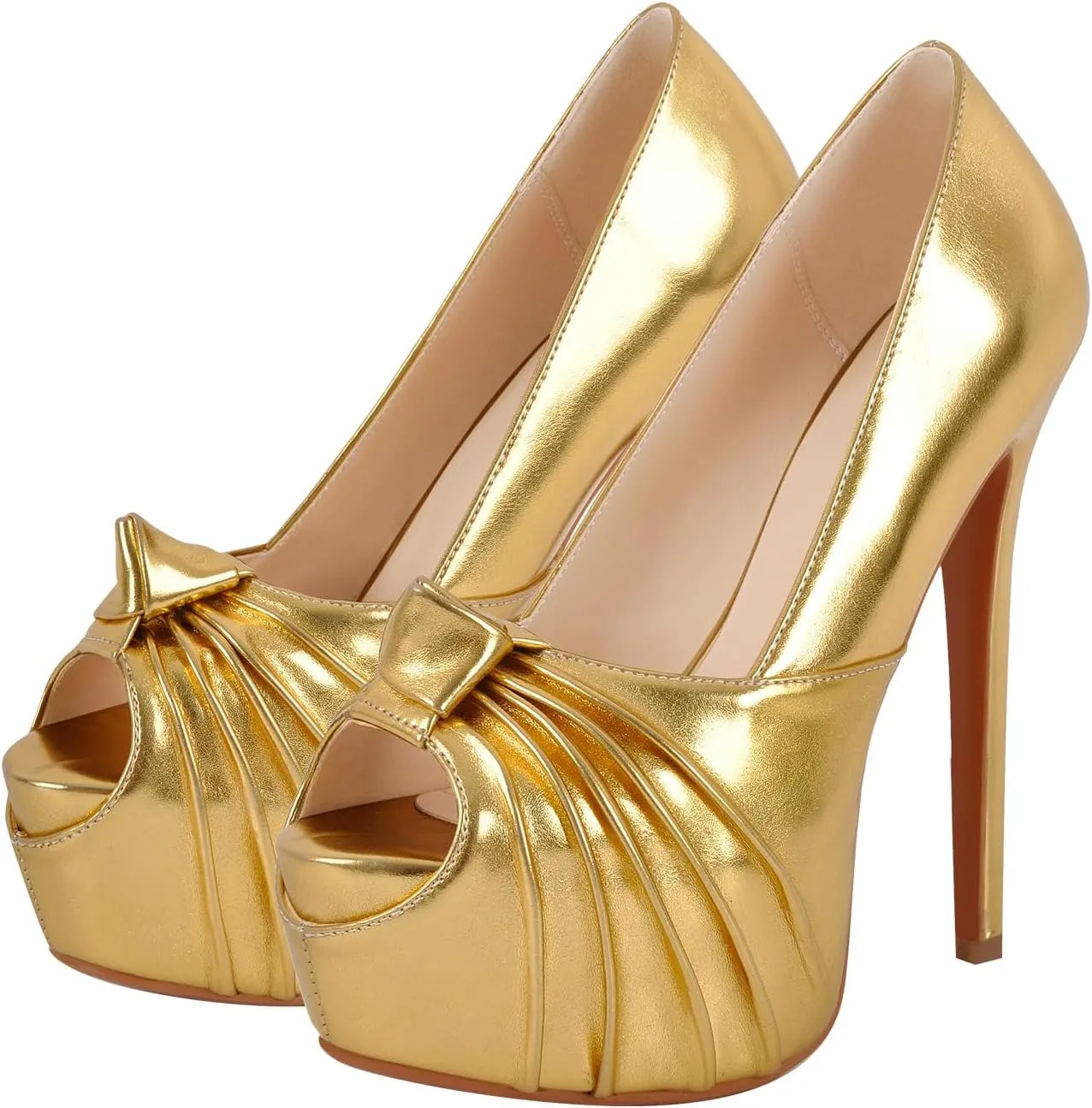 Women's Platform Pumps Shoes Slip On Stilettos PU High Heels