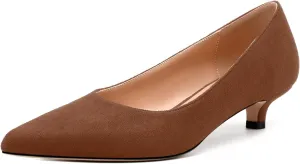 Women's Pumps, Pointed Toe Kitten Heels, Fashion Suede Slip on High Heels for Women 1.3 Inch