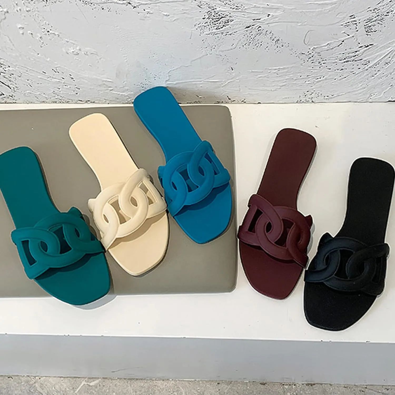 Women's Sandals Summer Slide Sandals Comfy Sandals Fashion Dressy Flat Sandals Slip On Casual Sandals