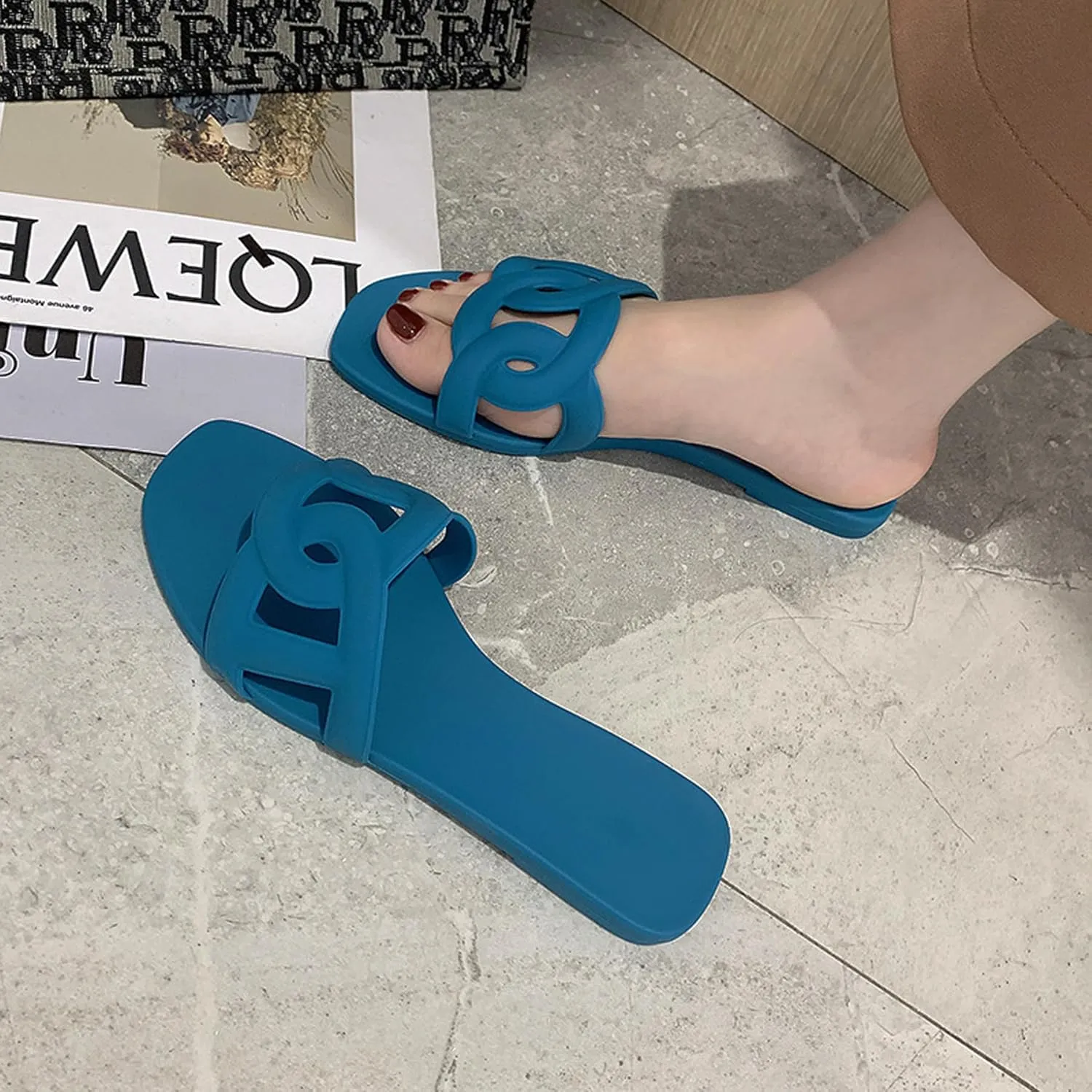 Women's Sandals Summer Slide Sandals Comfy Sandals Fashion Dressy Flat Sandals Slip On Casual Sandals