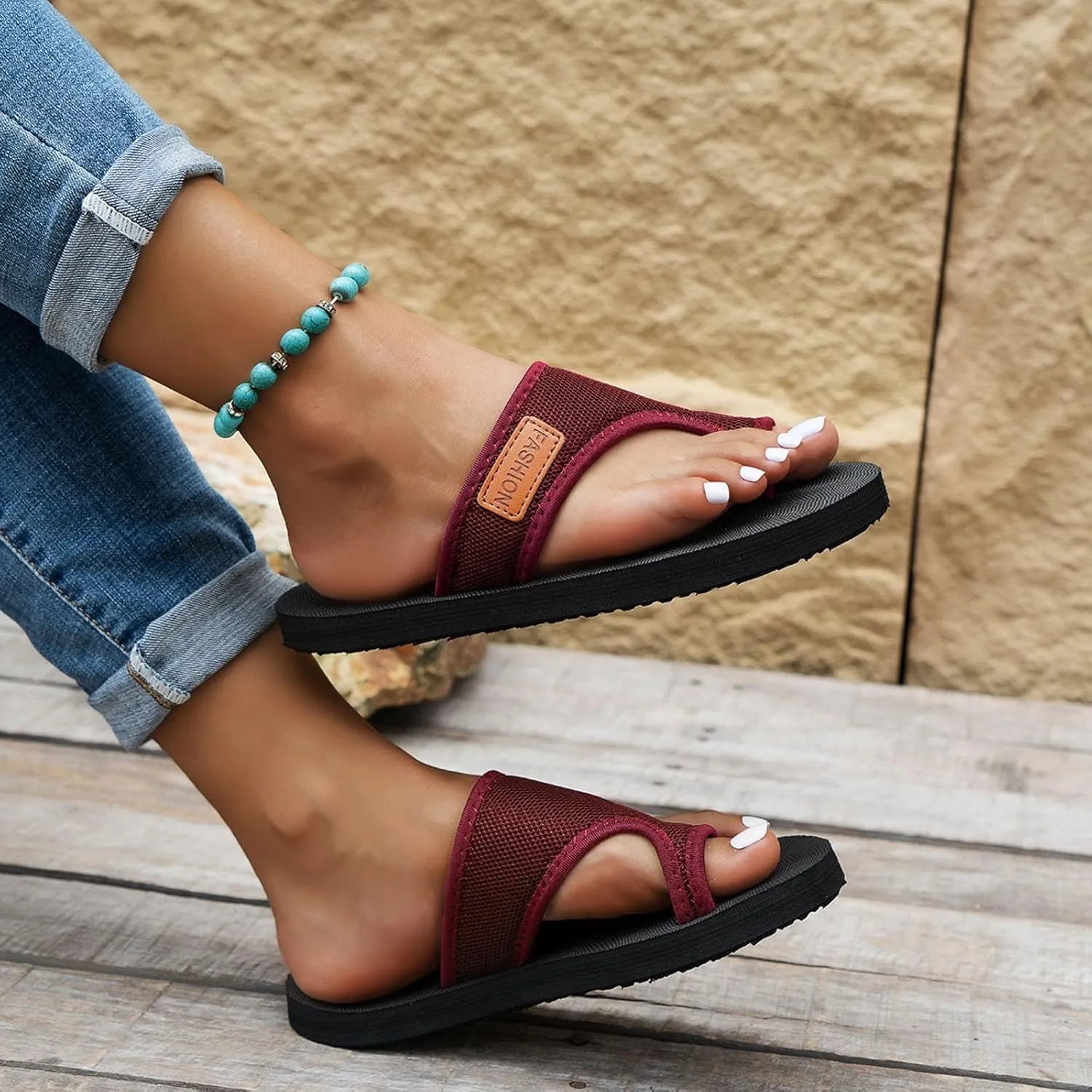 Womens Slide Sandals with Arch Support Breathable Mesh Hollow with Toe Loop Summer Casual Flats Slippers Orthotic Orthopedic Lightweight Comfortable Athletic Plantar Fasciitis Sandal Flip Flops