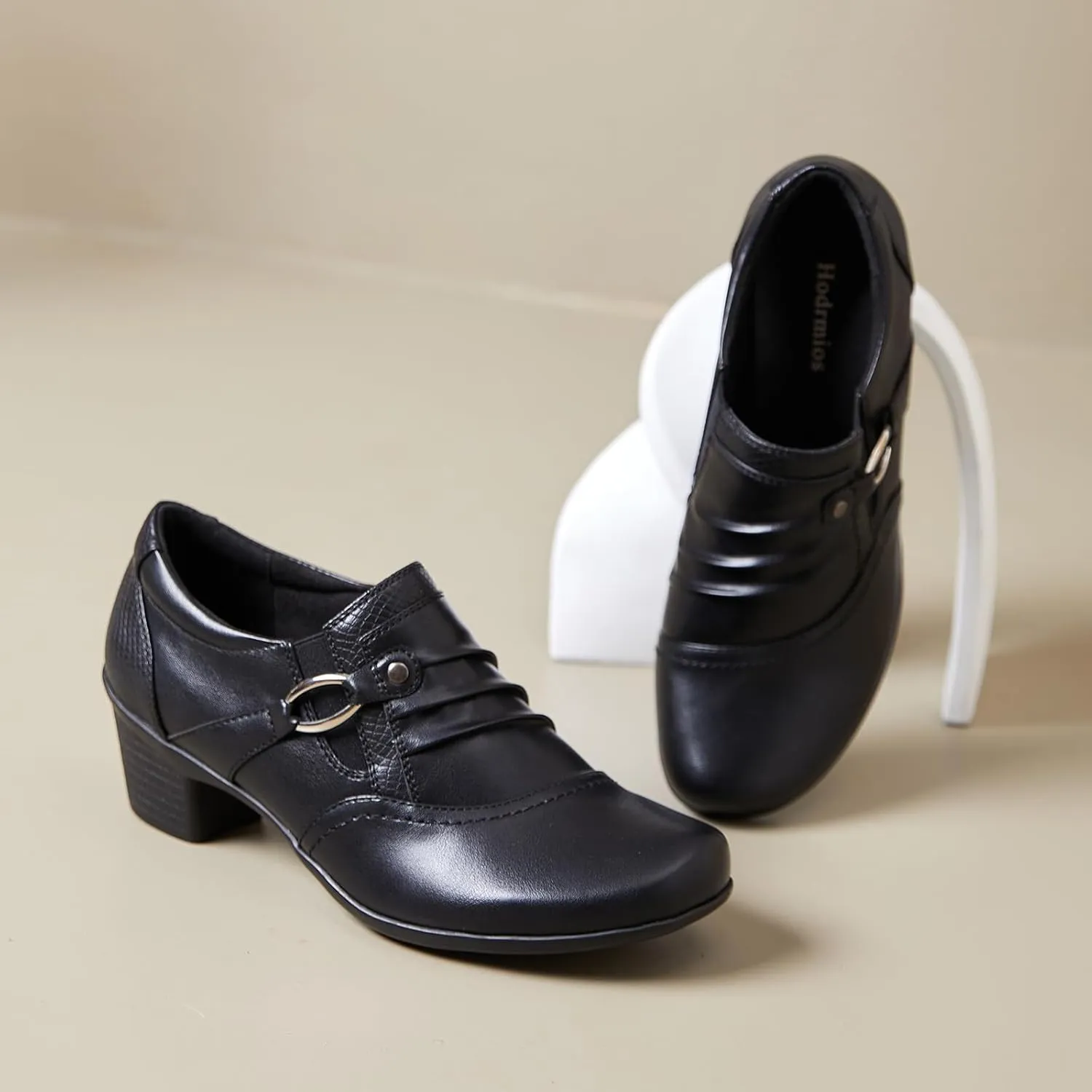 Women's Slip-On Loafer Comfortable Dress Shoes for Ladies Black Women's Pumps Low Heel Slip-Ons Casual Work Office Dressy Shoes