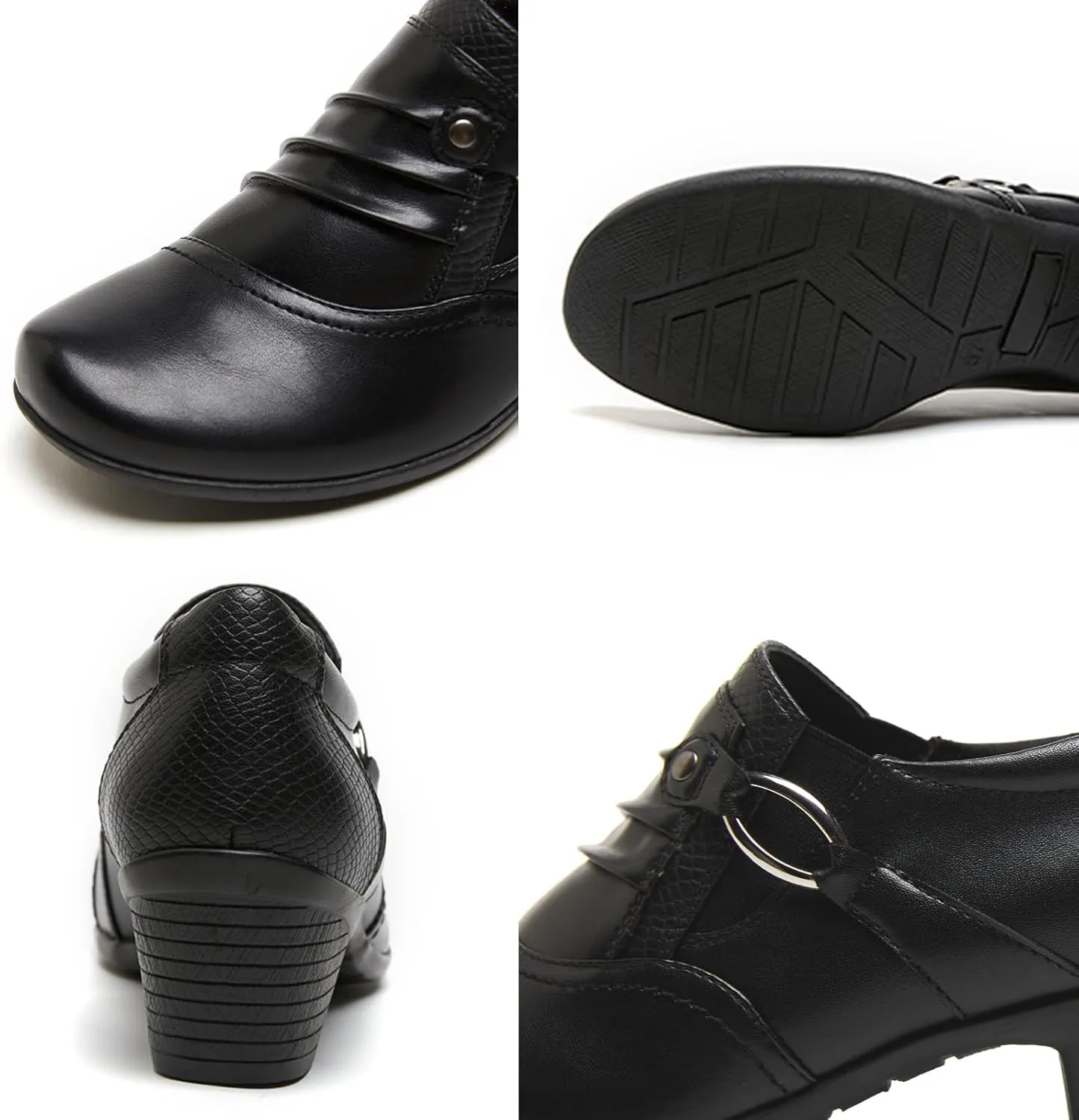 Women's Slip-On Loafer Comfortable Dress Shoes for Ladies Black Women's Pumps Low Heel Slip-Ons Casual Work Office Dressy Shoes